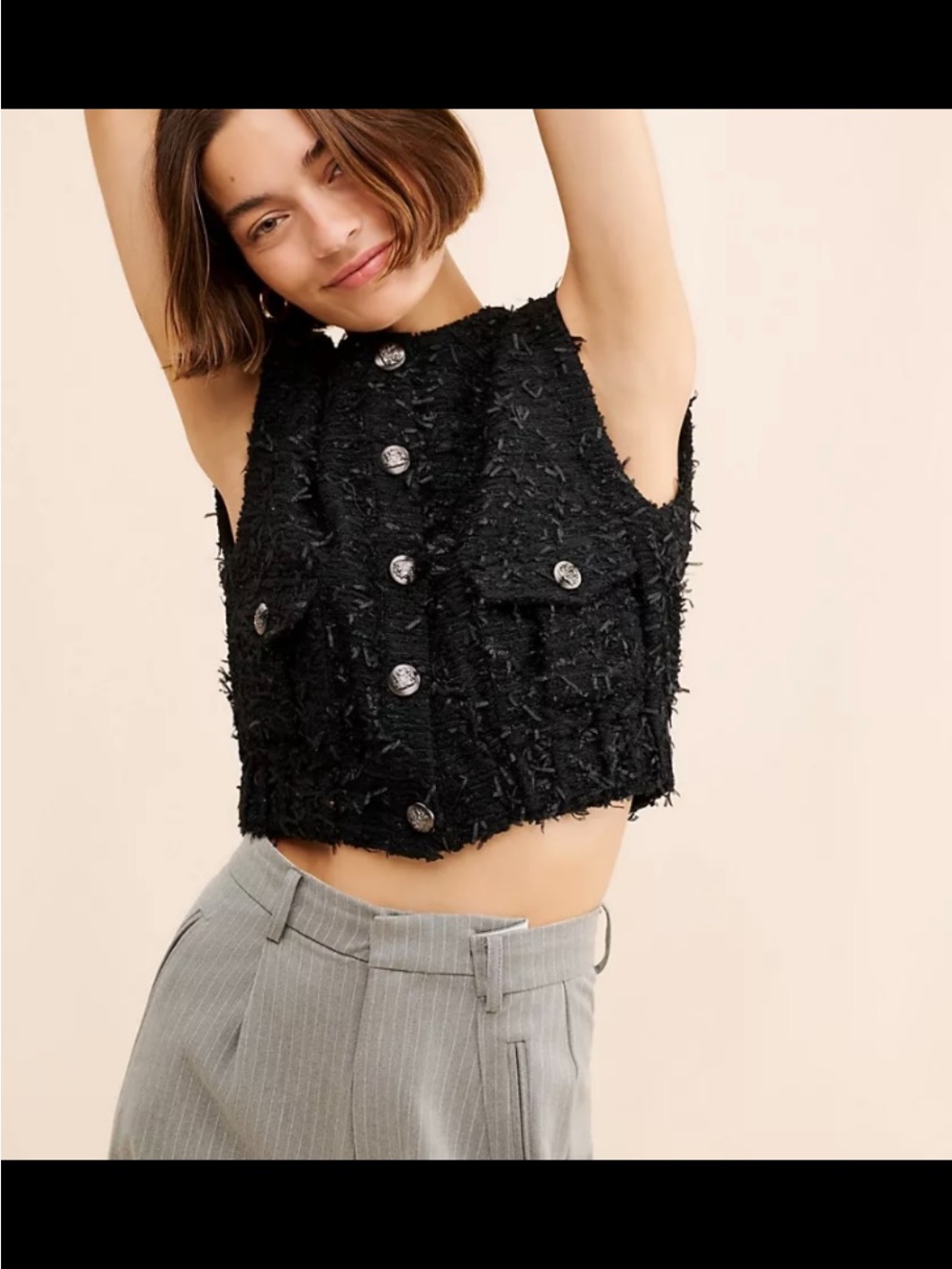 Astr Black Button Down Vest.